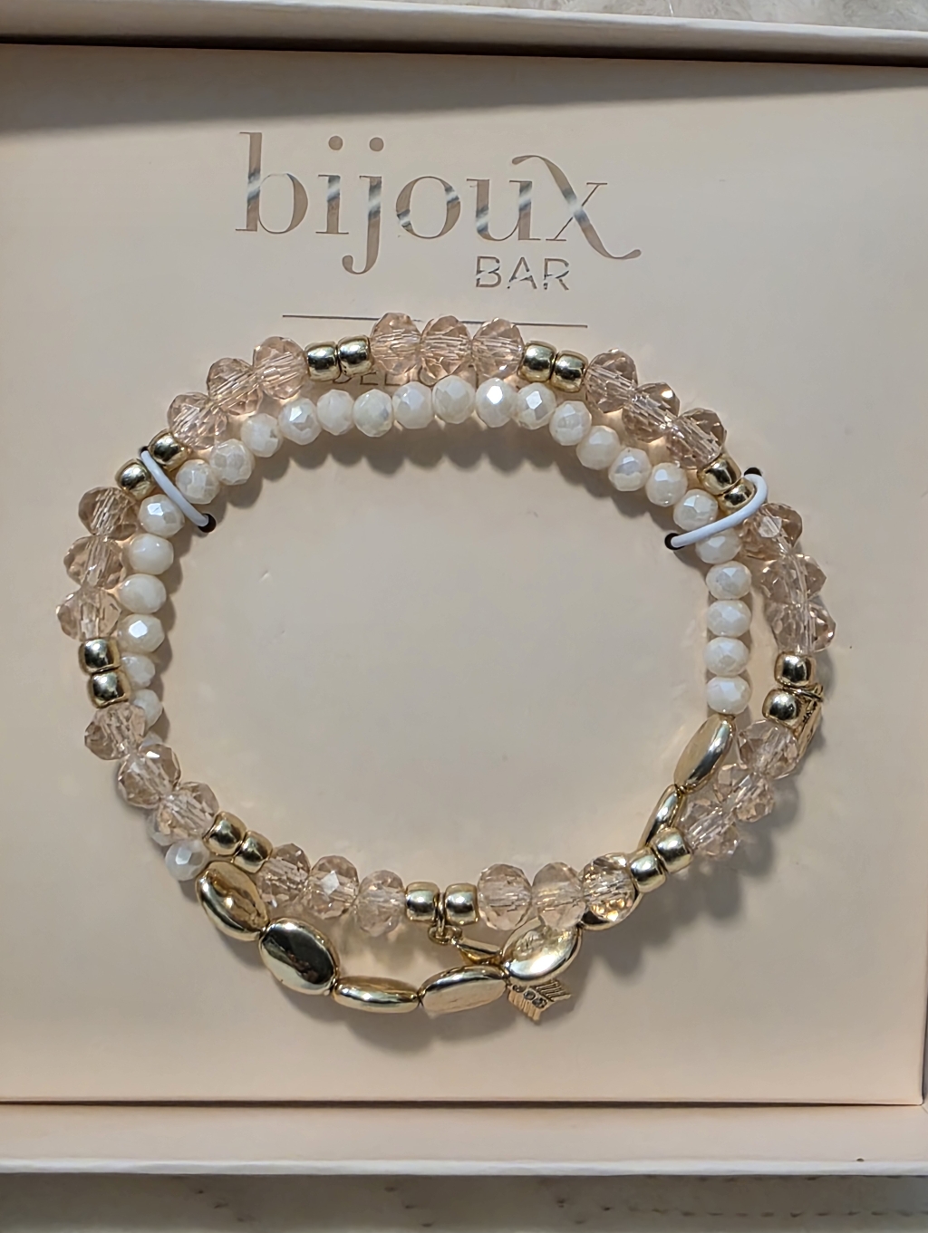 Bijoux Bar Delicates Pink Gold Beaded Bracelet Set 18$